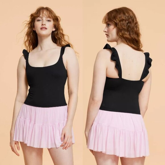 Blogilates Tops - Blogilates Ruffle Tank Top, Black, XS